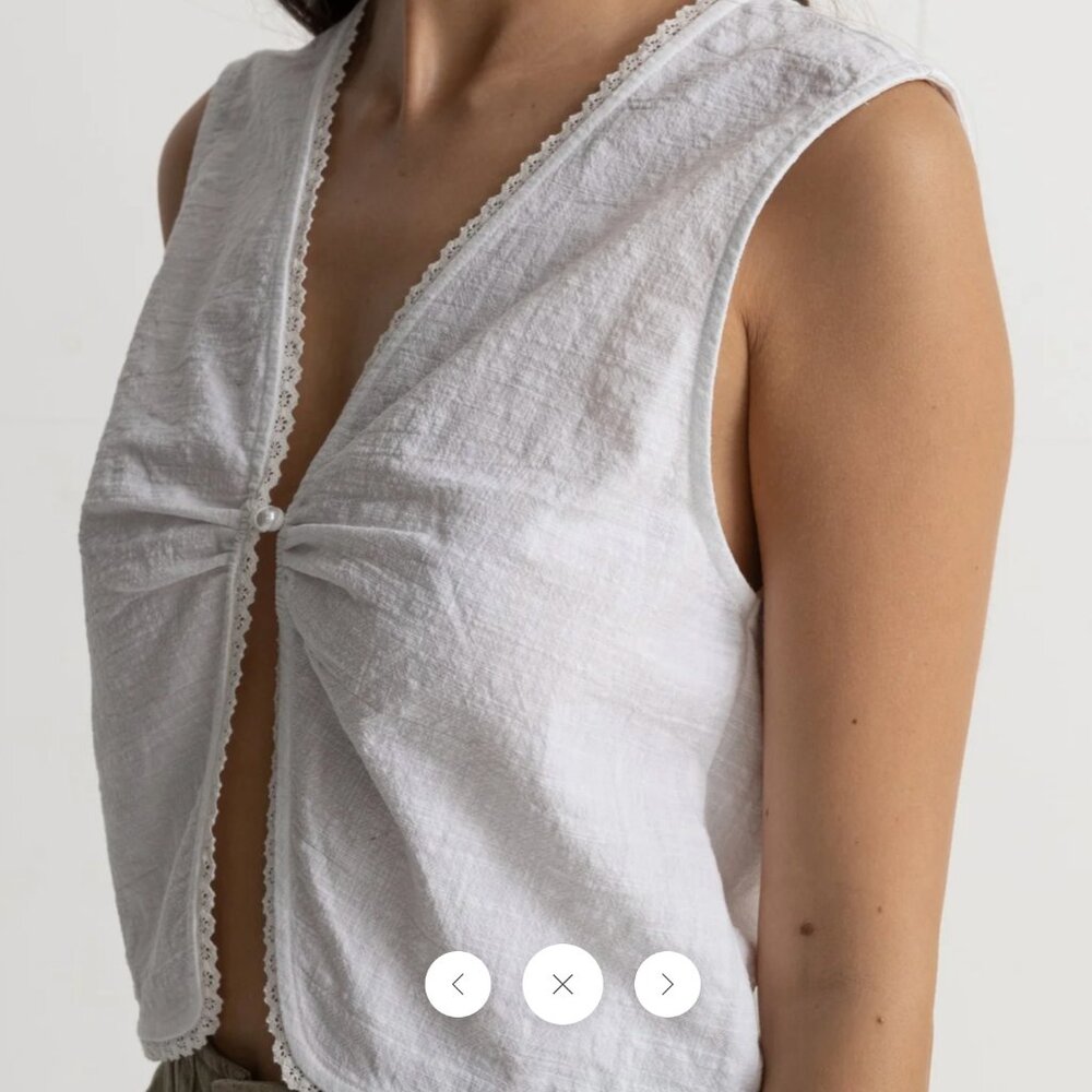 Rhythm White Pearl Vest sz 10 BRAND NEW WITH TAGS